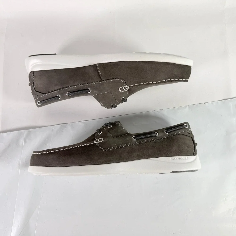 Cole Haan Grand‎ Atlantic Boat Shoe Gray Pinstripe Men's Size 10 M NIB